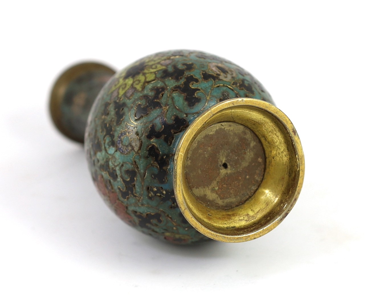 A Chinese cloisonné enamel and gilt bronze baluster vase, 17th/18th century, 19.5cm high, faults